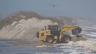 11082021 Rodanthe NCHighway 12 closed by overwash as bulldozer works to clear [upl. by Suoiradal92]