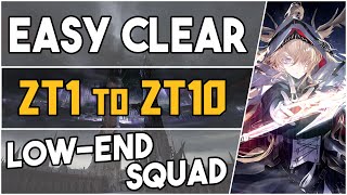 All ZT stages  ZT1 to ZT10  Low End Squad 【Arknights】 [upl. by Notrab372]