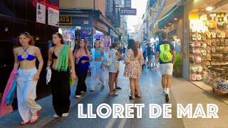 Evening walk along the main street of Lloret de Mar 4K [upl. by Mathre]