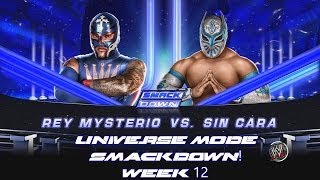 WWE 2K14  Universe Mode SmackDown Week 12  Rey Mysterio vs Sin Cara [upl. by Beberg]