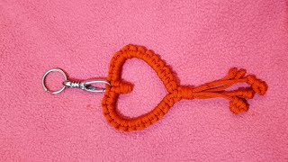 Heart shaped Macrame keychain tutorial DIY Macrame heart keychain for BEGINNERS [upl. by Otipaga560]