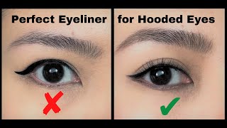 How to PERFECT WINGED EYELINER for Hooded Eyes Beginner Friendly  Soft and Thin Winged Liner [upl. by Lombard]