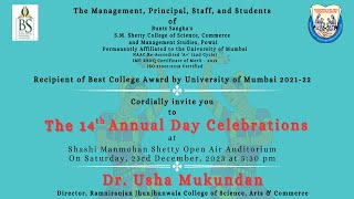 Bunts Sanghas S M Shetty College of Sci Com amp Management StudiesThe 14th Annual Day Celebration [upl. by Atsok451]