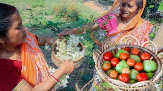 গরমের দিনে কম খরচে খুব ভালো খাবারকাঁচা টমেটো দিয়ে মাছের ঝোল আর সজনে ফুলের বড়া [upl. by Potter]