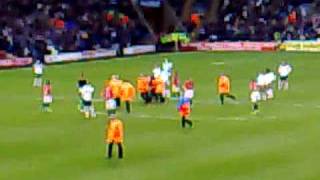 MUFC fans pitch invasion at Bolton [upl. by Ecnatsnok]