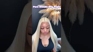 Pure Blonde Wig Style😍❤️ wigs gluelesslacefrontwigs hairextensions [upl. by Shirline]