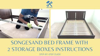 SONGESAND Bed Frame with 2 Storage Boxes Assembly Instructions Step by Step Assembly Guide [upl. by Janene39]