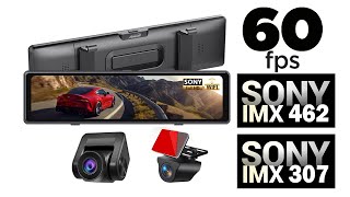 60fps Mirror Dash Cam with External SONY IMX 462 and SONY IMX 307 Sensor1126inch Adinkam V282CHN [upl. by Towny]