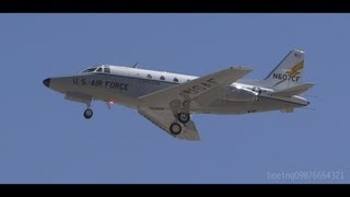 HD RARE Frys Electronics North American Rockwell NA306 Saberliner 60 Landing at San Jose Airport [upl. by Ikkin]