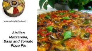 Sicilian Mozzarella Tomato amp Basil Pizza Pie Recipe  BalleIndianFoodcom [upl. by Refinney]