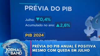 Prévia do PIB anual é positiva mesmo com queda em julho diz Juliana Rosa  Jornal da Band [upl. by Amlas]