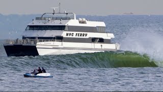 CRAZY BARRELING FERRY WAVES NYC [upl. by Ellek]