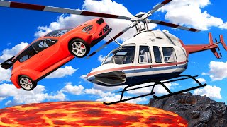 Jumping a Helicopter Over Lava in FAST Cars in BeamNG Drive Mods [upl. by Sara]