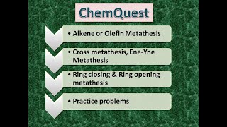 Cross metathesis Ring Closing Metathesis RCM and Ring Opening Metathesis ROM MSc chemistry [upl. by Wallford]