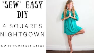 DIY 4 Squares Nightgown  quotSewquot Easy [upl. by Lilybelle]