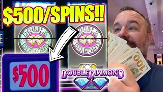 500SPINS ONLY ON Double Diamond  MY 2nd LARGEST SESSION HAND PAY JACKPOTS  BIGGEST BETS EVER [upl. by Mapes]