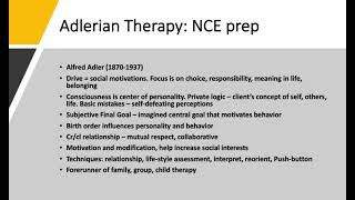 Adlerian Therapy NCE prep [upl. by Esdnyl]