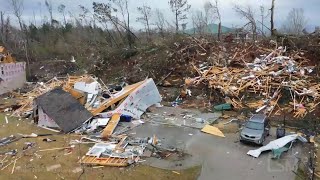 03262021 Newnan GA  Extensive tornado damage on S Side of City Homes Destroyed Drone [upl. by Findley]