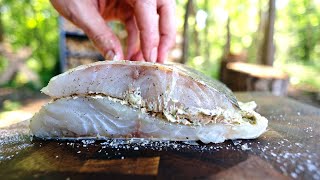 Pike Perch Fish and Vegetable Salad Outdoors  Forest Fire Cooking asmr ForestCooking PikePerch [upl. by Llezniuq549]