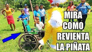 NIÑO EN SILLA DE RUEDAS REVIENTA LA PIÑATAMira Su Felicidad en Su Rostro Al reventar la Piñata [upl. by Meeks]