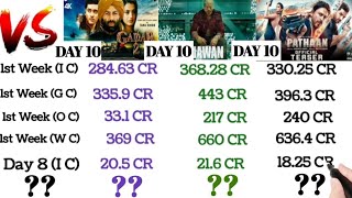 Jawan vs Gadar 2 vs Pathan 9 day worldwide 10 day worldwide collection SRK jawan [upl. by Jeannette]