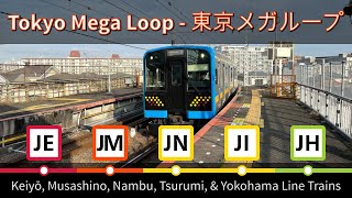 Tokyo Mega Loop Keiyō Musashino Nambu Tsurumi and Yokohama Line Trains April 2024 4k [upl. by Eniretac54]