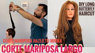 CORTE MARIPOSA LARGO HAZLO TU MISMA  DIY Butterfly Haircut [upl. by Annavaj866]