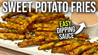 The BEST Crispy Sweet Potato Fries  BAKED Sweet Potato Fries [upl. by Trabue]