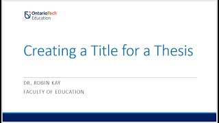 Creating a Title for a Thesis [upl. by Kuth]