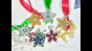 Bead Weaving Tutorial Mini TwoSided Star Ornament [upl. by Addam]