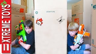 Ethan Vs Cole Nerf Battle Royale in a Box Maze Fort [upl. by Kissel]