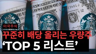 5년 이상 꾸준히 배당금 올리는 주식 TOP5 린데스타벅스쉐브론유나이티드헬스무디스 [upl. by Eidak68]