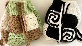 How to crochet a drawstring backpack  read description [upl. by Alleacim]