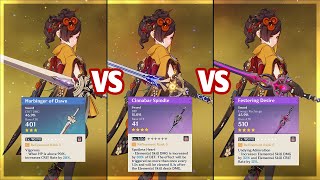 Best 4 Star Weapon For Chiori R5 Harbinger of Dawn Vs Cinnabar Spindle Vs Festering Desire [upl. by Carolyn]