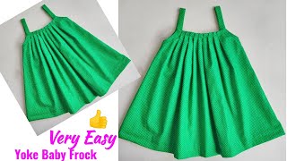 Very Easy Yoke Baby Frock cutting and stitching for 23 year  Baby Frock cutting and stitching [upl. by Hnib]