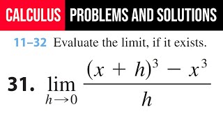 31 Evaluate the limit if it exists limh→0⁡xh3x3h [upl. by Ellehcal]