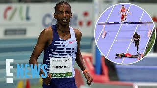 Olympic Runner Lamecha Girma Taken on Stretcher After Frightening Fall  2024 Olympics  E News [upl. by Hesky554]