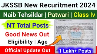 JKSSB Naib Tehsildar Recuritment 2024  JKSSB New Posts 2024 Update  JampK Naib Tehsildar Posts 2024 [upl. by Giza]