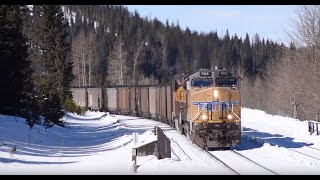 Loaded Coal Train Uphill in Snow Ski Train California Zephyr Moffat Tunnel Sub Feb 17 2018 [upl. by Gates]