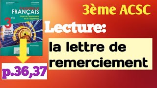 La lettre de remerciement p3637 3ème année du collège passerelle [upl. by Alf]