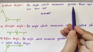 Types Of Angles Acute Angle Right Angle Obtuse Angle Straight Angle Reflex Angle [upl. by Dnomra963]