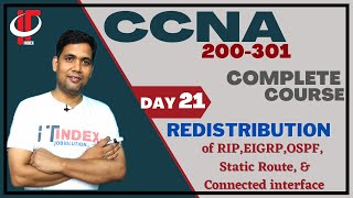 Day 21  Redistribute RIP EIGRP OSPF Static Route  Free CCNA  Routing Protocol Redistribution [upl. by Eidde]