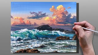 How to Paint Sunset Seascape  Correa Art [upl. by Jaclyn102]