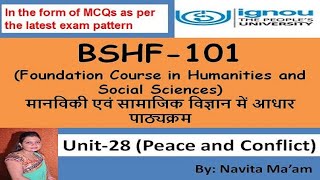 BSHF 101 UNIT28 Peace and Conflict शांति और संघर्ष [upl. by Retsim]