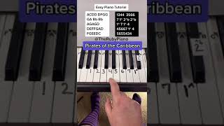 Pirates of the Caribbean Piano Easy Tutorial With Letter Notes shorts piano [upl. by Wolfe944]