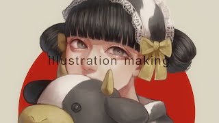 厚塗りイラストメイキング『謹賀新年』illustration making CLIP STUDIO PAINT [upl. by Archibold]