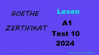 Goethe Zertifikat A1 Lesen  2023  Test 10 [upl. by Sum]