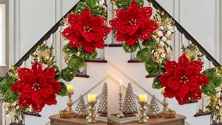 Estas GUIRNALDAS PARA NAVIDAD son las mas hermosas Flores Nochebuena para DECORAR Tu Casa [upl. by Dorinda]