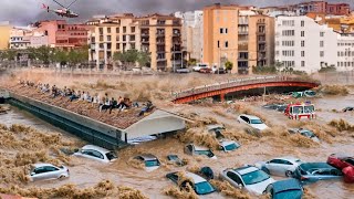 Mass Evacuation in Malaga Spain City washed away after heavy flood people are trapped [upl. by Rochell]