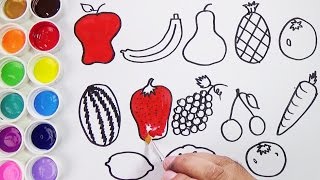 Como Dibujar y Colorear Frutas y Vegetales  Videos Para Niños  FunKeep [upl. by Ehcrop]